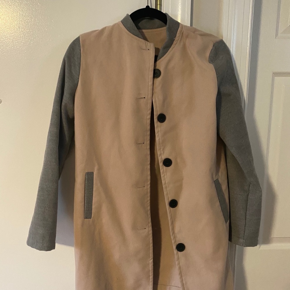 Tan & Gray button down coat